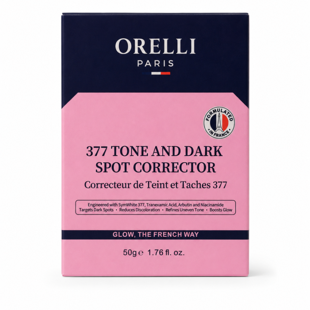 Luxury French-Korean Skincare 27 377 Tone and Dark Spot Corrector jar and box