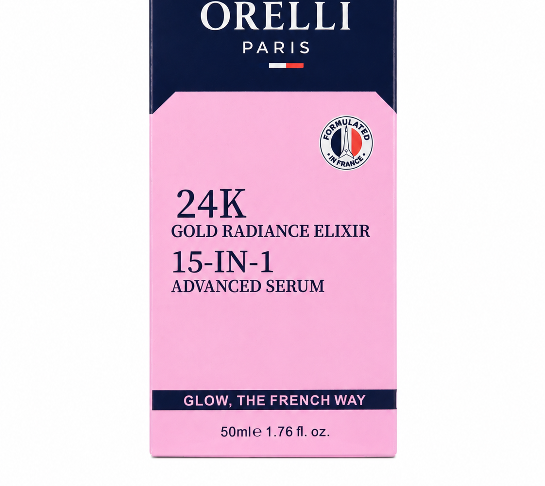24K Gold Radiance Elixir serum bottle front and back
